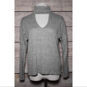 Heathered Grey Turtleneck Sweatshirt